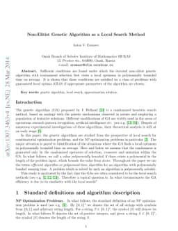 Non-Elitist Genetic Algorithm as a Local Search Method