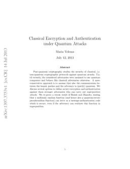 Classical Encryption and Authentication under Quantum Attacks