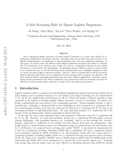 A Safe Screening Rule for Sparse Logistic Regression
