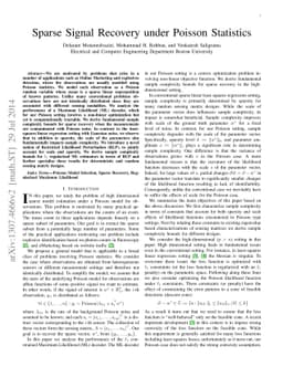 Sparse Signal Recovery under Poisson Statistics
