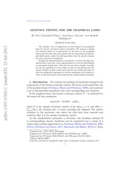 Adaptive testing for the graphical lasso