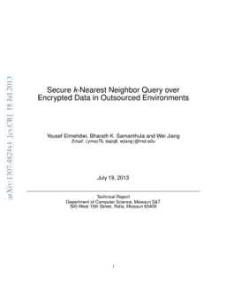 Secure k-Nearest Neighbor Query over Encrypted Data in Outsourced
  Environments