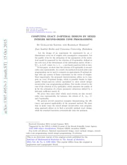 Computing exact $D$-optimal designs by mixed integer second-order cone
  programming