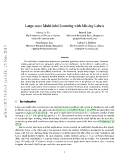 Large-scale Multi-label Learning with Missing Labels