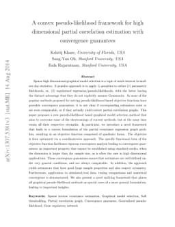 A convex pseudo-likelihood framework for high dimensional partial
  correlation estimation with convergence guarantees