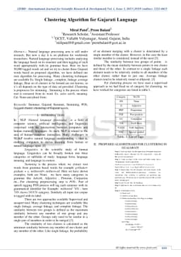 Clustering Algorithm for Gujarati Language