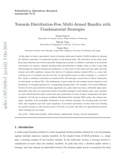 Towards Distribution-Free Multi-Armed Bandits with Combinatorial
  Strategies