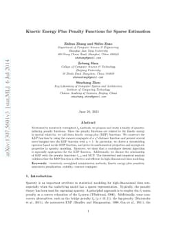 Kinetic Energy Plus Penalty Functions for Sparse Estimation