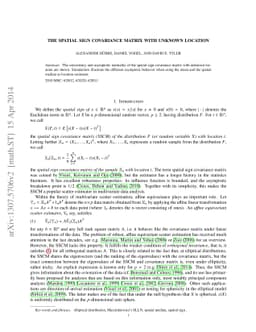 The spatial sign covariance matrix with unknown location