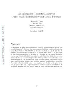 An Information Theoretic Measure of Judea Pearl's Identifiability and
  Causal Influence