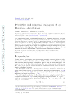Properties and numerical evaluation of the Rosenblatt distribution