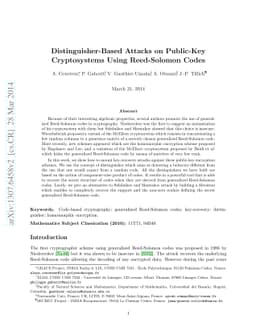 Distinguisher-Based Attacks on Public-Key Cryptosystems Using
  Reed-Solomon Codes