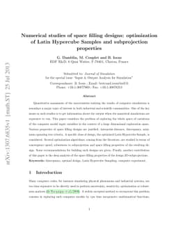 Numerical studies of space filling designs: optimization of Latin
  Hypercube Samples and subprojection properties