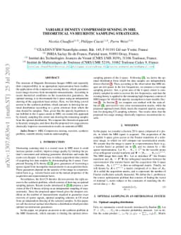Variable Density Compressed Sensing In MRI. Theoretical vs Heuristic
  Sampling Strategies