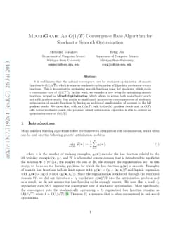 MixedGrad: An O(1/T) Convergence Rate Algorithm for Stochastic Smooth
  Optimization