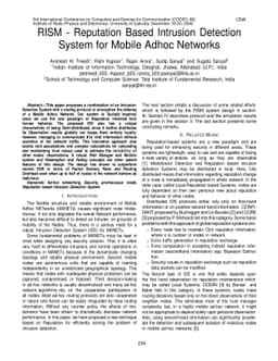 RISM -- Reputation Based Intrusion Detection System for Mobile Ad hoc
  Networks