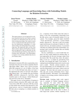 Connecting Language and Knowledge Bases with Embedding Models for
  Relation Extraction