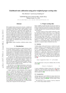 Likelihood-ratio calibration using prior-weighted proper scoring rules