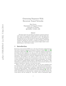 Generating Sequences With Recurrent Neural Networks