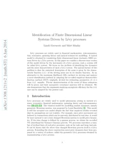 Identification of Finite Dimensional Linear Systems Driven by Levy
  processes