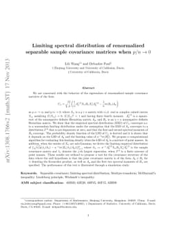 Limiting spectral distribution of renormalized separable sample
  covariance matrices when $p/n\to 0$