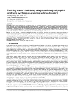 Predicting protein contact map using evolutionary and physical
  constraints by integer programming (extended version)
