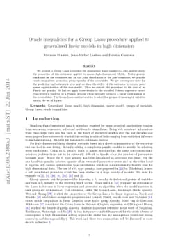 Group Lasso for generalized linear models in high dimension