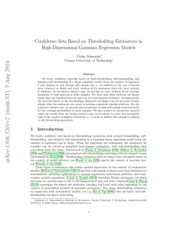 Confidence Sets Based on Thresholding Estimators in High-Dimensional
  Gaussian Regression Models