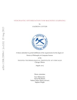 Stochastic Optimization for Machine Learning
