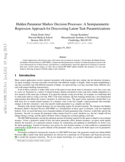 Hidden Parameter Markov Decision Processes: A Semiparametric Regression
  Approach for Discovering Latent Task Parametrizations