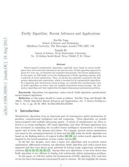 Firefly Algorithm: Recent Advances and Applications