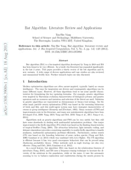 Bat Algorithm: Literature Review and Applications