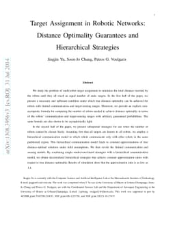 Target Assignment in Robotic Networks: Distance Optimality Guarantees
  and Hierarchical Strategies