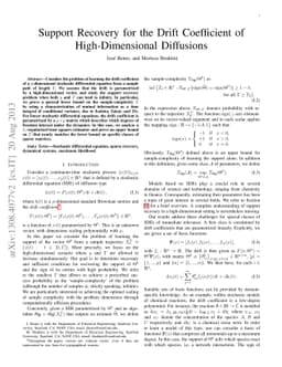 Support Recovery for the Drift Coefficient of High-Dimensional
  Diffusions
