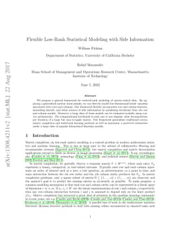 Flexible Low-Rank Statistical Modeling with Side Information