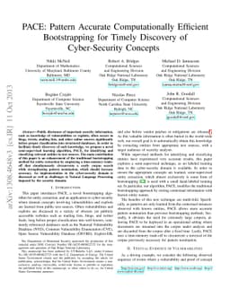 PACE: Pattern Accurate Computationally Efficient Bootstrapping for
  Timely Discovery of Cyber-Security Concepts