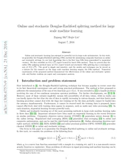 Online and stochastic Douglas-Rachford splitting method for large scale
  machine learning
