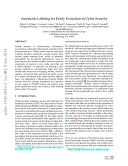 Automatic Labeling for Entity Extraction in Cyber Security
