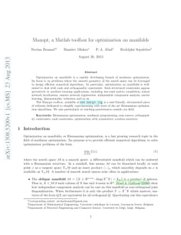 Manopt, a Matlab toolbox for optimization on manifolds