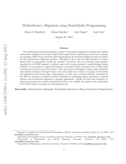 Multireference Alignment using Semidefinite Programming