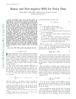 Sparse and Non-Negative BSS for Noisy Data