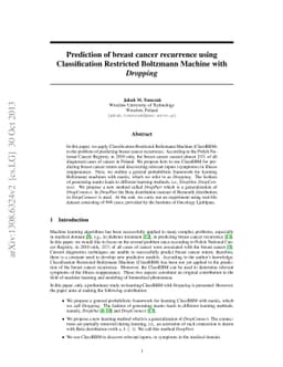 Prediction of breast cancer recurrence using Classification Restricted
  Boltzmann Machine with Dropping