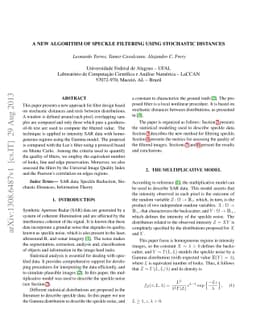 A New Algorithm of Speckle Filtering using Stochastic Distances