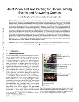 Joint Video and Text Parsing for Understanding Events and Answering
  Queries