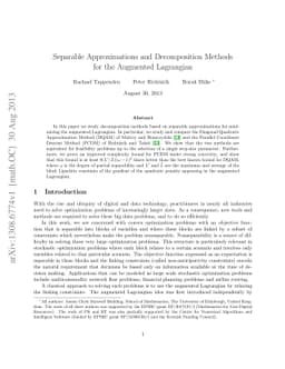 Separable Approximations and Decomposition Methods for the Augmented
  Lagrangian