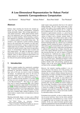 A Low-Dimensional Representation for Robust Partial Isometric
  Correspondences Computation