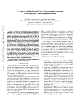 A Hypergraph-Partitioned Vertex Programming Approach for Large-scale
  Consensus Optimization