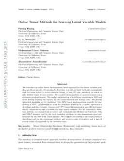 Online Tensor Methods for Learning Latent Variable Models
