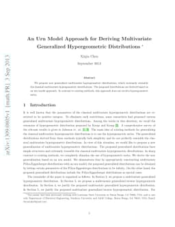 An Urn Model Approach for Deriving Multivariate Generalized
  Hypergeometric Distributions
