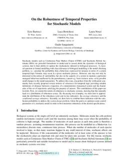 On the Robustness of Temporal Properties for Stochastic Models
